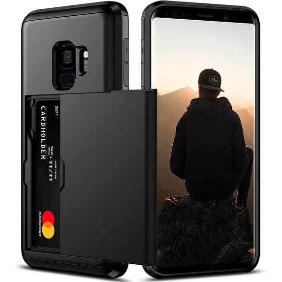 for Samsung S10 Case with Card Holder 6.2 inch Dual Layer Heavy Duty Protective Galaxy S10 Case Hidden Card Slot Slim Wallet Case for Samsung S10 for Men&Women(Black)