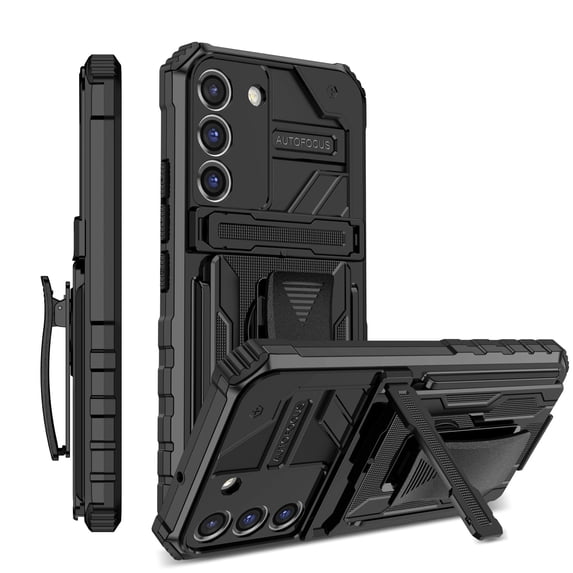 For Samsung S21 Case with Belt Clip Holster, Heavy Duty Military Grade Drop Protective, 360° Rotating Kickstand Shockproof TPU Shell Durable Rugged Cover For Samsung Galaxy S21, Black
