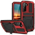 thumbnail image 1 of for Samsung S21 FE Metal Case, with Kickstand Screen Protector Case Sturdy Military Armor Durable Full Body Heavy Duty Shockproof Drop Tested Outdoor Case for Galaxy S21 FE - Red, 1 of 8