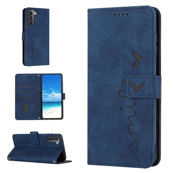 For Samsung S21 Plus Case, Allytech Wallet Case Magnetic Folio Embossed Full Protection PU Leather Kickstand Credit Card Holder Slots Wrist Strap Flip Cover for Samsung Galaxy S21 Plus, Blue