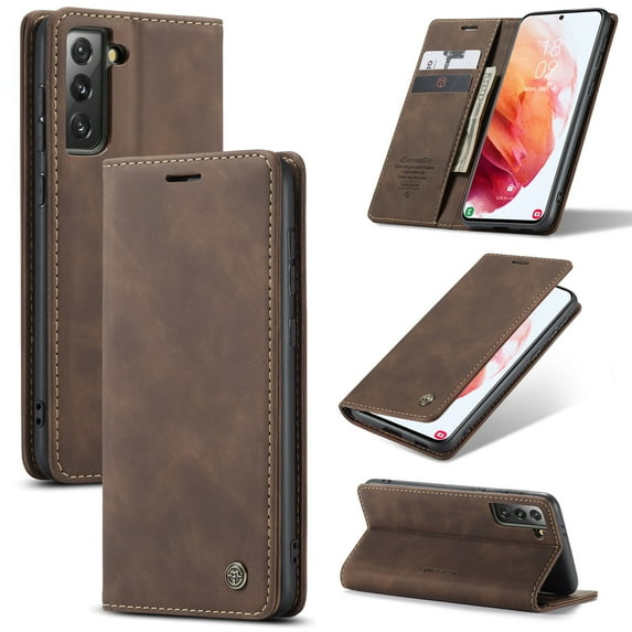 Samsung S21 Plus/+ Case, Mantto RFID Blocking Cash Wallet Pocket With Card Slot High Qulity PU Leather Retro Cover Kickstand Folio Magnetic Phone Cover For Samsung Galaxy S21 Plus, Coffee