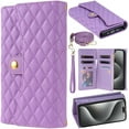 thumbnail image 1 of for Samsung S21+/S21 Plus Crossbody Wallet Style Leather Phone Case Purse Bag, Classic Rhombus Plaid Triple-Fold Flip Cover, Multi Card Holder Slot, Magnetic Closure, Hand Lanyard + Shoulder Strap, 1 of 8