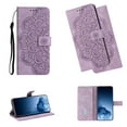 thumbnail image 1 of Samsung S21 Ultra Case, Slim Mandala Pattern Embossed Wallet Card Slot PU Leather Magnetic Closure Kickstand Folio Stand with Strap Case For Samsung Galaxy S21 Ultra,Purple, 1 of 11