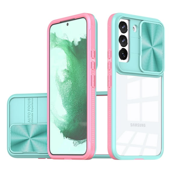 for Samsung S22 Plus Case, Shockproof Rugged Samsung Galaxy S22 Plus Phone Case, with Sliding Camera Cover, Drop Protection Crystal Clear Back Case Clear for Samsung Galaxy S22 Plus, Skyblue