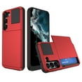 thumbnail image 1 of for Samsung S22 Plus Case Wallet Credit Card Holder ID Slot Sliding Door Hidden Pocket Men Anti-Scratch Dual Layer Hybrid Bumper Armor Protective Back Cover For Samsung Galaxy S22 Plus, Red, 1 of 12