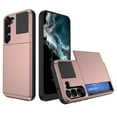 thumbnail image 1 of for Samsung S22 Plus Case Wallet Credit Card Holder ID Slot Sliding Door Hidden Pocket Men Anti-Scratch Dual Layer Hybrid Bumper Armor Protective Back Cover For Samsung Galaxy S22 Plus, Rosegold, 1 of 12