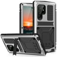thumbnail image 1 of for Samsung S22 Ultra Metal Case, with Kickstand Screen Protector Case Sturdy Military Armor Durable Full Body Heavy Duty Shockproof Drop Tested Outdoor Case for Galaxy S22 Ultra,Silver, 1 of 8