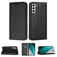 thumbnail image 1 of Samsung S22 Wallet Case, Luxury Premium PU Leather Rhombus Diamond RFID Blocking Card Holder Slot, Shockproof Magnetic Closure TPU Case Flip Cover with Kickstand For Samsung Galaxy S22, Black, 1 of 10