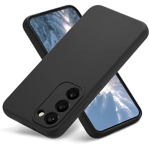Samsung S23 Case Liquid Silicone, Samsung Galaxy S23 Case Soft Silicone with Full Camera Lens Protection, Cute Thin Slim Shockproof Protective Phone Case Cover for Galaxy S23 [6.1"], Black