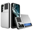 thumbnail image 1 of for Samsung S23 Case Wallet Credit Card Holder ID Slot Sliding Door Hidden Pocket Men Anti-Scratch Dual Layer Hybrid Bumper Armor Protective Back Cover For Samsung Galaxy S23, Silver, 1 of 12
