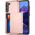 thumbnail image 1 of Samsung S23 Plus Case, Galaxy S23 Plus Case Credit Card IDs Cash Holder Wallet Slide Pocket Dual Layer Hard PC Shell TPU Rubber Cover Phone Case for Samsung Galaxy S23+ 6.6'' 2023 Rose Gold, 1 of 13