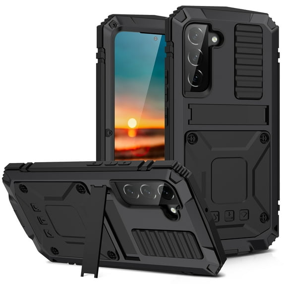Samsung S23 Plus Rugged Full-Body Case, Metal Bumper Built-in Screen Protector&Kickstand,Dustproof Drop-Proof,Full Body Protection Heavy Duty Rugged Military Cover For Samsung Galaxy S23 Plus, Black