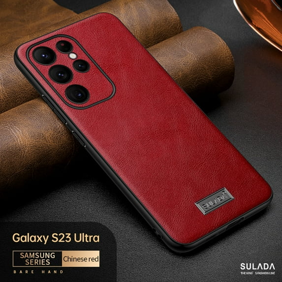 for Samsung S23 Ultra Case Premium Leather Wireless Charging, Thin Flexible Business PU Non-Slip Grip Rugged Bumper Anti-Scratch Shockproof Elegant Men Women Cases for Samsung Galaxy S23 Ultra,Red