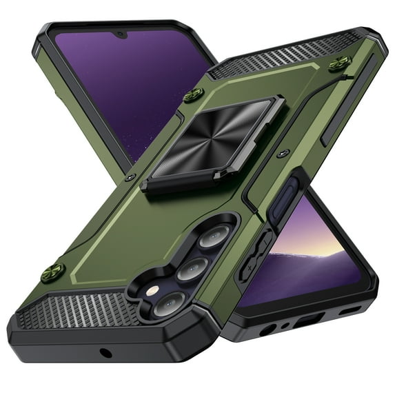 for Samsung S24 Plus Phone Case Rugged - Built in 360 Ring Holder Kickstand,Military Grade Tough Durable Shockproof Shell Case Heavy Duty Protection Grip Cover for Samsung Galaxy S24 Plus,Olivegreen