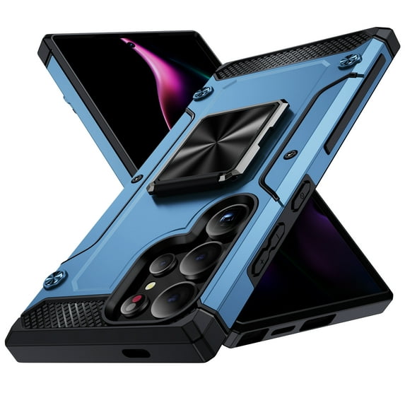 for Samsung S24 Ultra Phone Case Rugged - Built in 360 Ring Holder Kickstand,Military Grade Tough Durable Shockproof Shell Case Heavy Duty Protection Grip Cover for Samsung Galaxy S24 Ultra,Navyblue