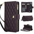 thumbnail image 1 of for Samsung S24 Wallet Case with Zipper Pocket, RFID Blocking Card Slots, PU Leather Magnetic Clasp Kickstand Crossbody & Wrist Strap Rugged Protective Cover for Galaxy S24, Darkpurple, 1 of 11