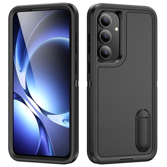 For Samsung S25 FE Case Military Grade Dual Layer Shockproof Phone Cover Build With Kickstand Dustproof Drop Proof Protective Case for Galaxy S25 FE 6.7"(Black)