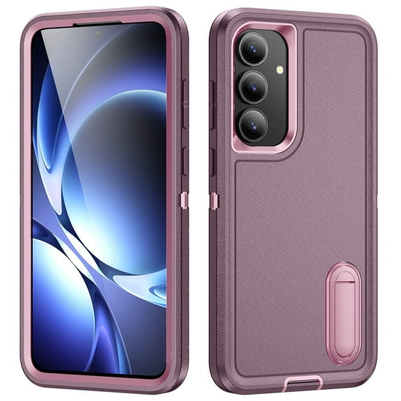 For Samsung S25 FE Case Military Grade Dual Layer Shockproof Phone Cover Build With Kickstand Dustproof Drop Proof Protective Case for Galaxy S25 FE 6.7"(Purple/Pink)