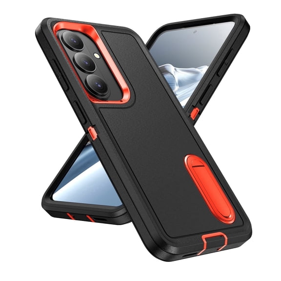 For Samsung S26 Plus Case,Military Grade Dual Layer Cover,Kickstand Shockproof Phone Case Shell for Galaxy S26 Plus 6.7"(Black/Orange)