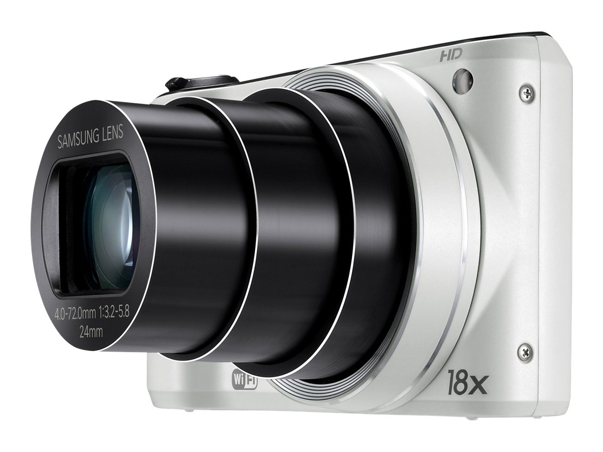 Samsung SMART Camera WB200F - Digital camera - compact - 14.2 MP - 720p - 18x optical zoom - Wi-Fi - white - image 1 of 10