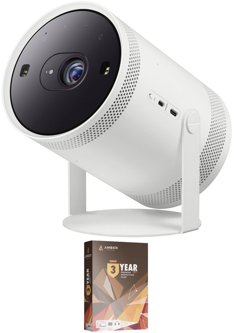 White Portable Smart LED Projector with 360 Sound and Alexa