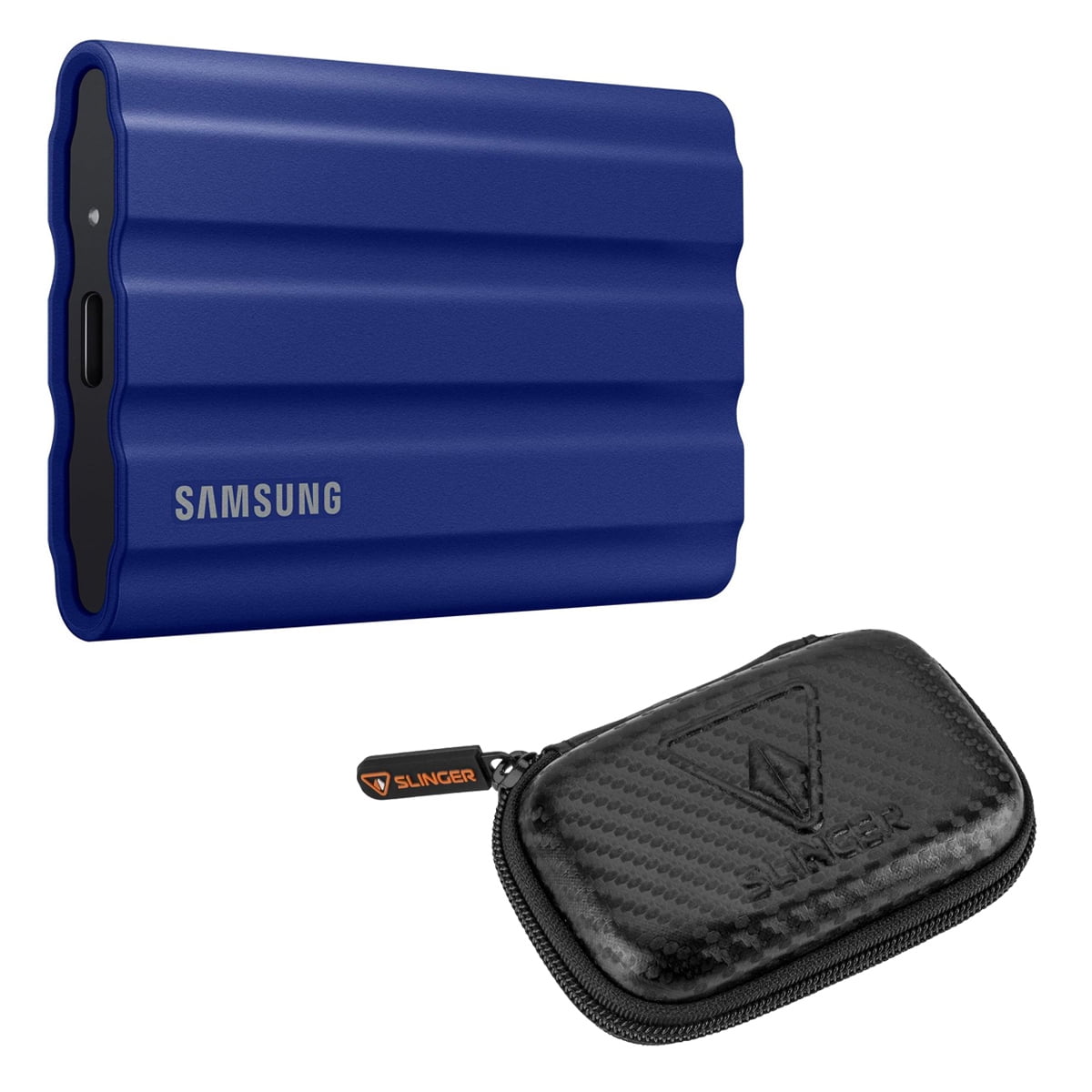 Samsung T7 Shield 2TB USB 3.2 Gen 2 Type-C Portable External SSD, Blue, with Drive Case