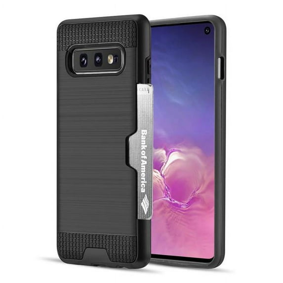 Samsung TCASAMS10E-CTG-BK Galaxy S10E Hybrid Card to Go Case - Black TPU with Silk, Black