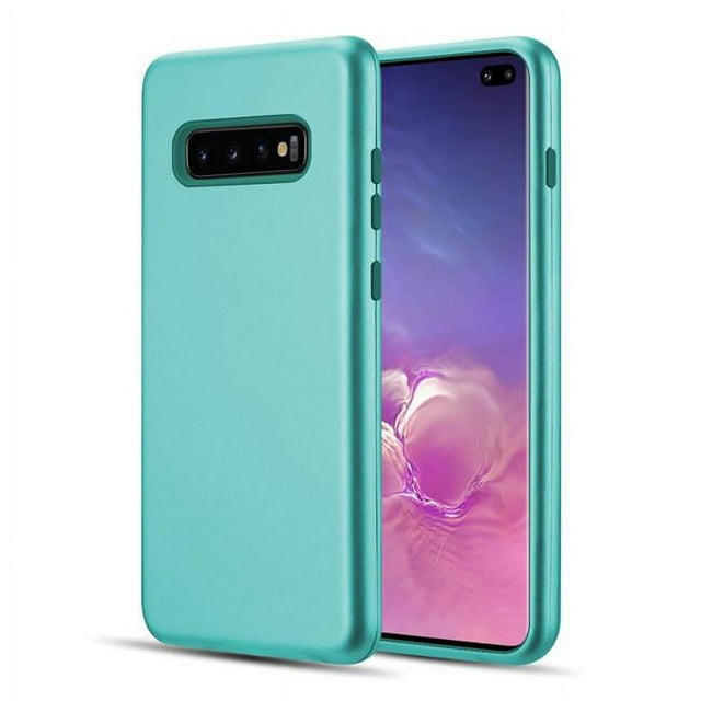 Samsung TCASAMS10L-DMX-TLTL The Dual Max Series 2 Tone TPU PC Cover Hybrid Protection Case for Galaxy S10 Plus&#44; Teal