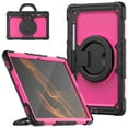 thumbnail image 1 of Samsung Tab S8 Ultra 14.6 inch Case with Screen Protector, Dteck 360 Rotating Handle Grip Stand Heavy Duty Rugged Shockproof Case with S Pen Holder for Samsung Galaxy Tab S8 Ultra,
Black+Rose, 1 of 7