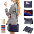 thumbnail image 1 of for Samsung Tab S9 11.0" 2023 SM-X710 Envelope Wallet Back Case, Premium PU Leather Zipper Pocket Kickstand with Shoulder Strap & Hand Strap Case for Tab S9 FE 10.9" 2023 SM-X510 - Darkblue, 1 of 7