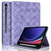 Samsung Tab S9FE/S10 FE/S9/S10 X51/X516, PU Leather Case with Pencil Holder,Shockproof Soft TPU Folio Stand Cover,Purple