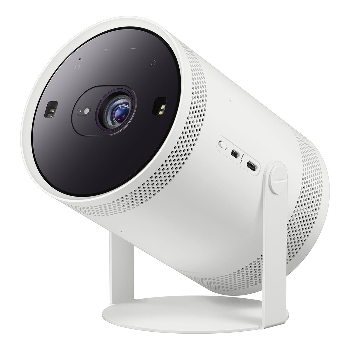 White Portable Smart LED Projector with 360 Sound and Alexa