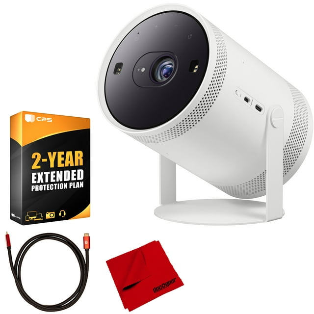 Samsung The Freestyle Projector (SP-LSP3BLAXZA) Bundle with 2-Year Warranty and HDMI