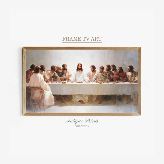 Samsung Tv 4K Art Last Supper Jesus Painting Christian For Tv Poster , Poster Print Only