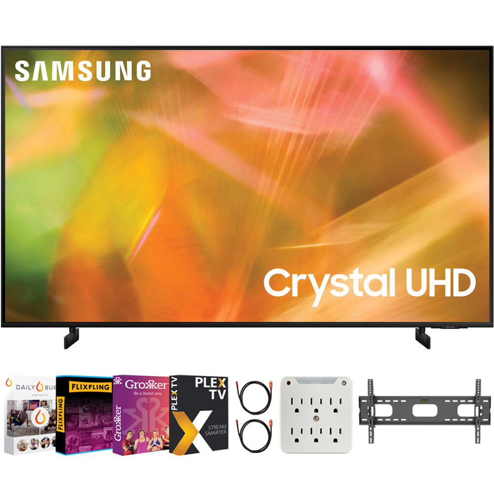 Samsung UN65AU8000FXZA 65 Inch 4K Crystal UHD Smart LED TV 2021 Bundle with Premiere Movies Streaming + 37-100 Inch TV Wall Mount + 6-Outlet Surge Adapter + 2x 6FT 4K HDMI 2.0 Cable - image 1 of 1