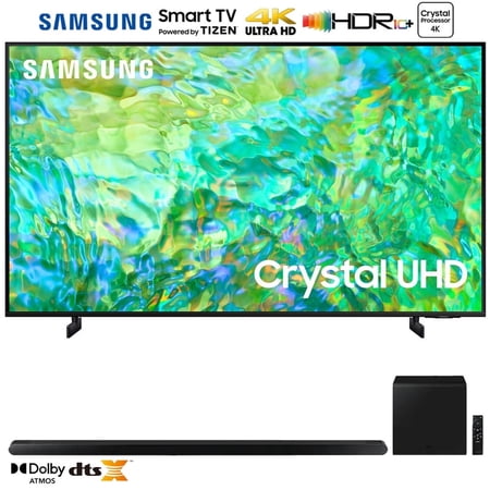 Samsung UN65CU8000 65" 4K Crystal UHD Smart Television with Soundbar & HDMI Cable, HW-S800B