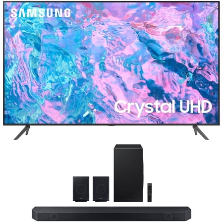 Samsung UN70CU7000FXZA 70 inch Crystal UHD 4K Smart TV 2023 Bundle with Samsung 11.1.4 ch. Wireless Dolby ATMOS Soundbar and Rear Speakers