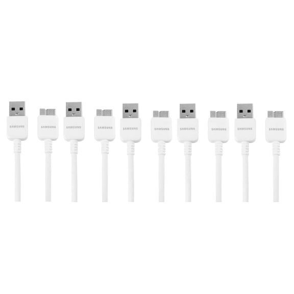 Samsung USB 3.0 Data Cable for Galaxy Note 3, 5 Pack - Non-Retail Packaging - White