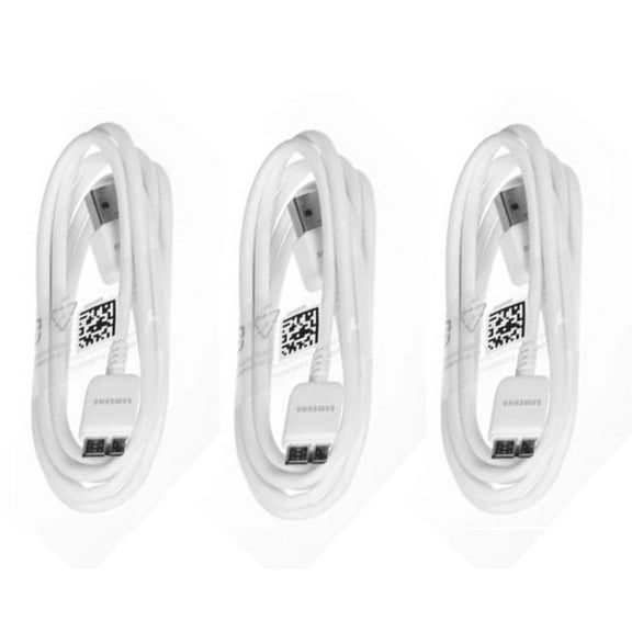 Samsung USB 3.0 Sync Data Cable for Galaxy S5 SV & Note 3, 5 Pack - Non-Retail Packaging - White