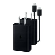 Samsung USB-C Charger 15W Cable w/ Charging Block, Black, 2 Pack