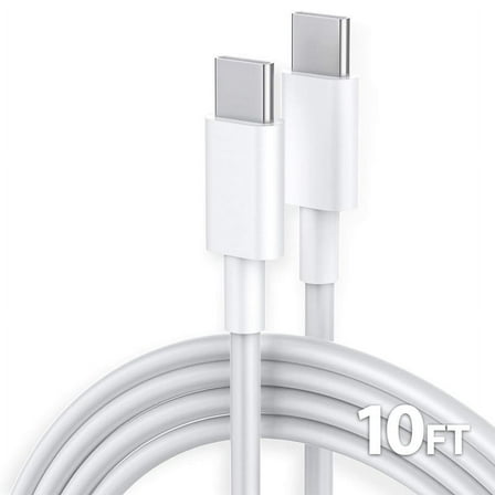 Afflux USB-C to USB-C PD Fast Charger OEM Charging Cable Compatible with iPhone 16 /15 Pro Max Plus / Samsung Galaxy S25 S24 S23 S22 Ultra / iPad Pro / Universal for all Type-C (10ft, White)
