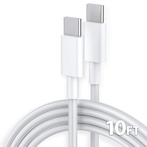 Afflux USB-C to USB-C PD Fast Charger OEM Charging Cable Compatible with iPhone 16 /15 Pro Max Plus / Samsung Galaxy S25 S24 S23 S22 Ultra / iPad Pro / Universal for all Type-C (10ft, White)