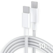 USB C to USB C Cable [10ft], AFFLUX 60W/3A Fast Charging USB Type C Charger Cord Compatible with Samsung Galaxy S22/S22+, S21/S21+ Ultra 5G, S20/S20+ Ultra 5G, Note 20/10, Pixel, & More