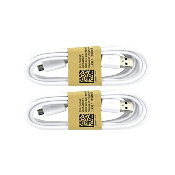 Samsung USB Data Cable for Galaxy S3/S4/Note 2 & Other Smartphones, 2 Pack - Non-Retail Packaging - White