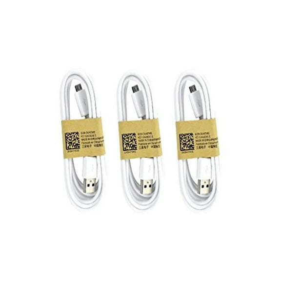 Samsung USB Data Cable for Galaxy S3/S4/Note 2 & Other Smartphones, 3 Pack - Non-Retail Packaging - White