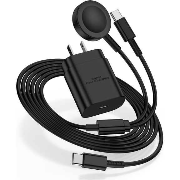 for Samsung Watch Charger Fast Charging,2 in 1 Galaxy Watch Phone Charger 6ft with 25W USBC Charger Compatible with Galaxy Watch 8/7/Ultra/6/6 Classic/5/5Pro/4/4 Classic/3/Active2/1/S24/S23/S22/21