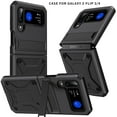 thumbnail image 1 of Samsung Z Flip 3 Rugged Full-Body Case, Metal Bumper Built-in Screen Protector&Kickstand,Dustproof Drop-Proof,Full Body Protection Heavy Duty Military Cover For Samsung Galaxy Z Flip 3, Black, 1 of 7