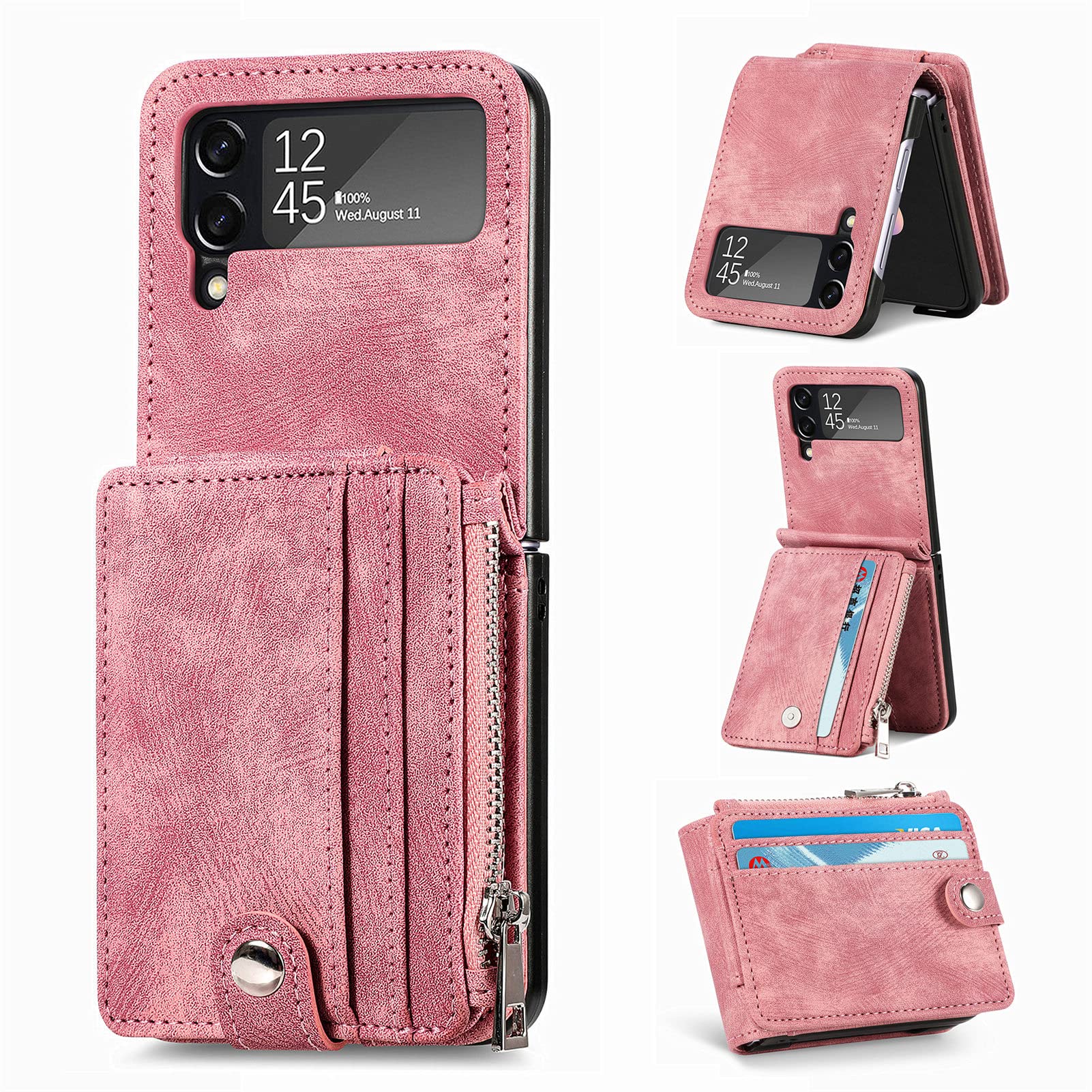 Samsung Z Flip 4 Wallet Case with Detachable Card Holder