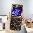 thumbnail image 1 of Samsung Z Flip 5 Crystal Case Pearl Shell Rubber TPU Galaxy Z Flip 5 Case Bling Star Protective Cover Women Girls Designed for Samsung Galaxy Z Flip 5 5G Case, Black, 1 of 6