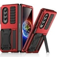 thumbnail image 1 of Samsung Z Fold 4 Rugged Full-Body Case, Metal Bumper Built-in Screen Protector&Kickstand,Dustproof Drop-Proof,Full Body Protection Heavy Duty Military Cover For Samsung Galaxy Z Fold 4, Red, 1 of 7